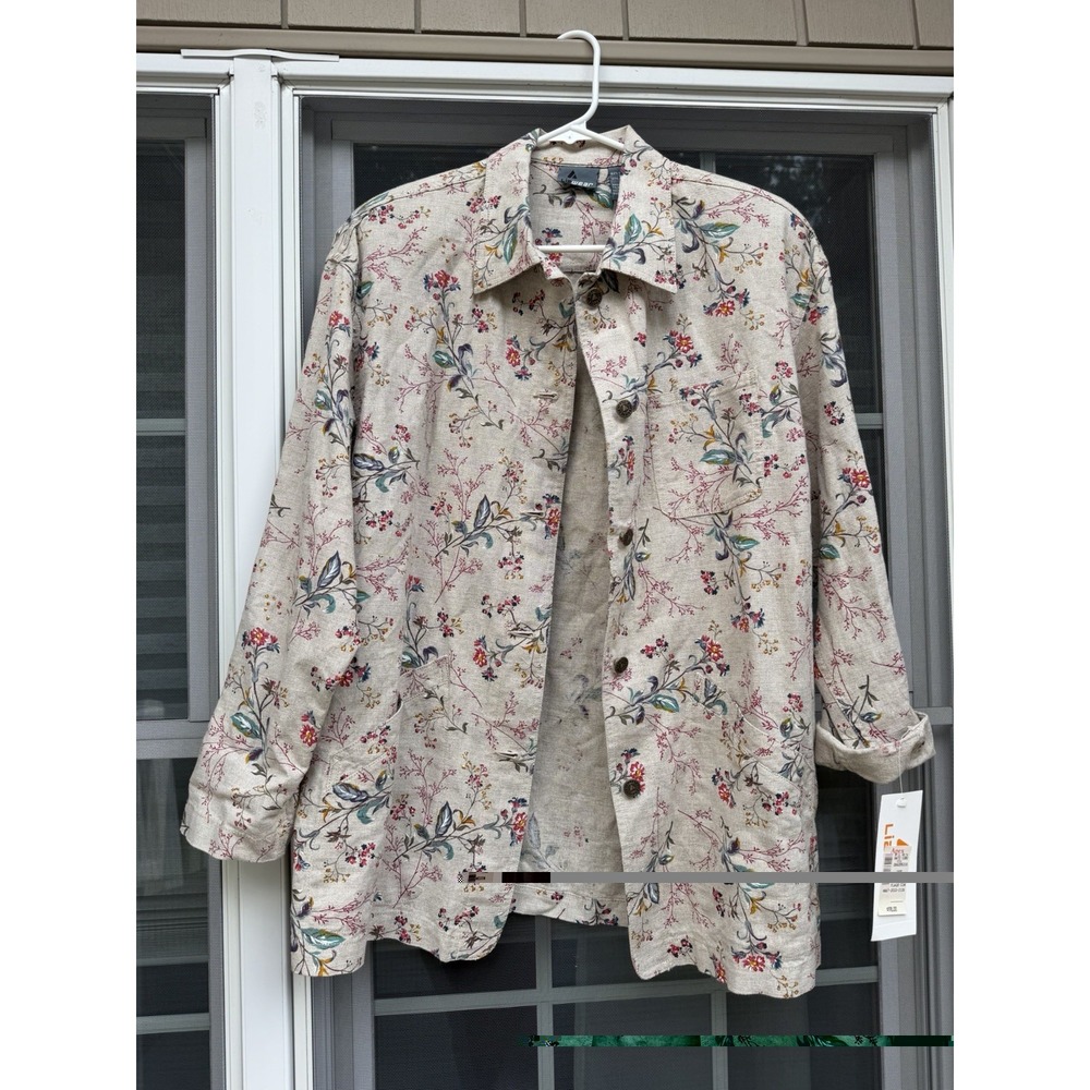 Vintage Lizwear Linen & cotton Floral Jacket Sz M Cottagecore New with tags 90s